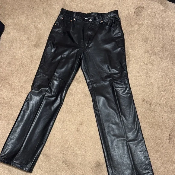 Lucky Brand Black Leather Trousers